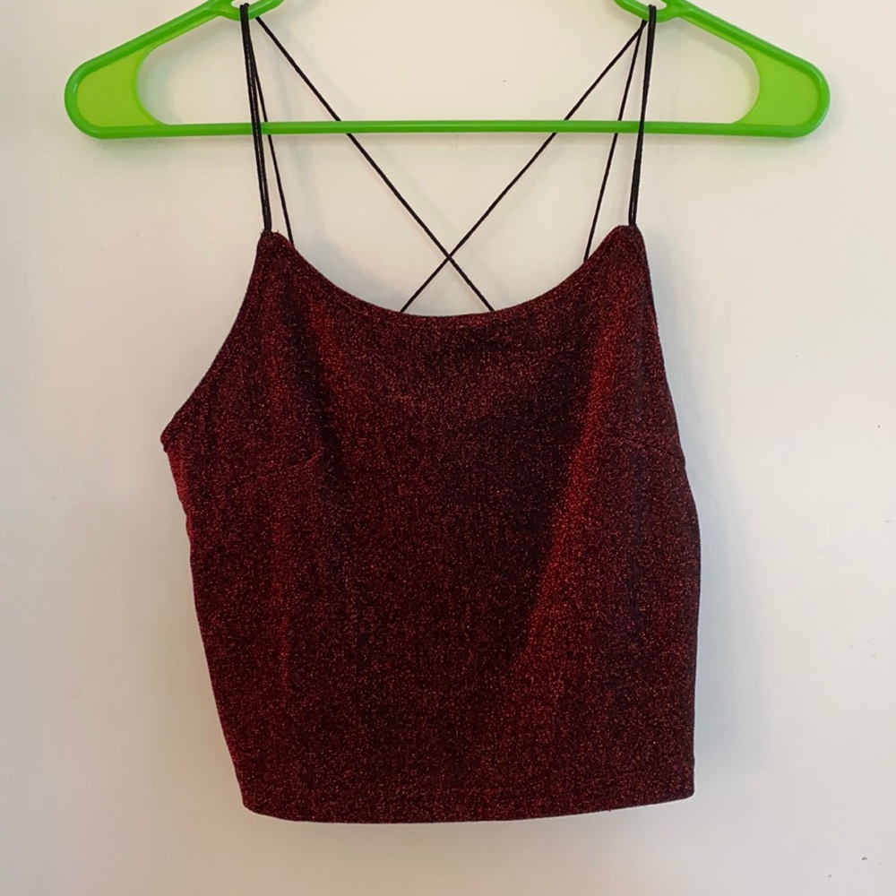 Sparkly red tank top crop top